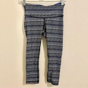 Lululemon Wunder Under High Rise Crop Black and Blue Leggings